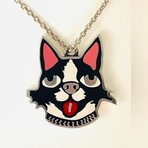 GUCCI - RARE  Bosco & Orso 925 Sterling Silver Enamel Dog Necklace